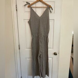 Just Living Striped Wide Leg Jumpsuit - Black and White